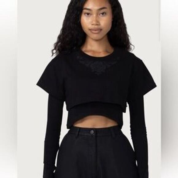 Honor the Gift Double Layered Crop Tee Black Size Medium - Picture 1 of 4